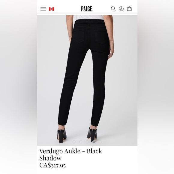 PAIGE VERDUGO ANKLE BLACK SHADOW JEANS SIZE 28 - Picture 2 of 7